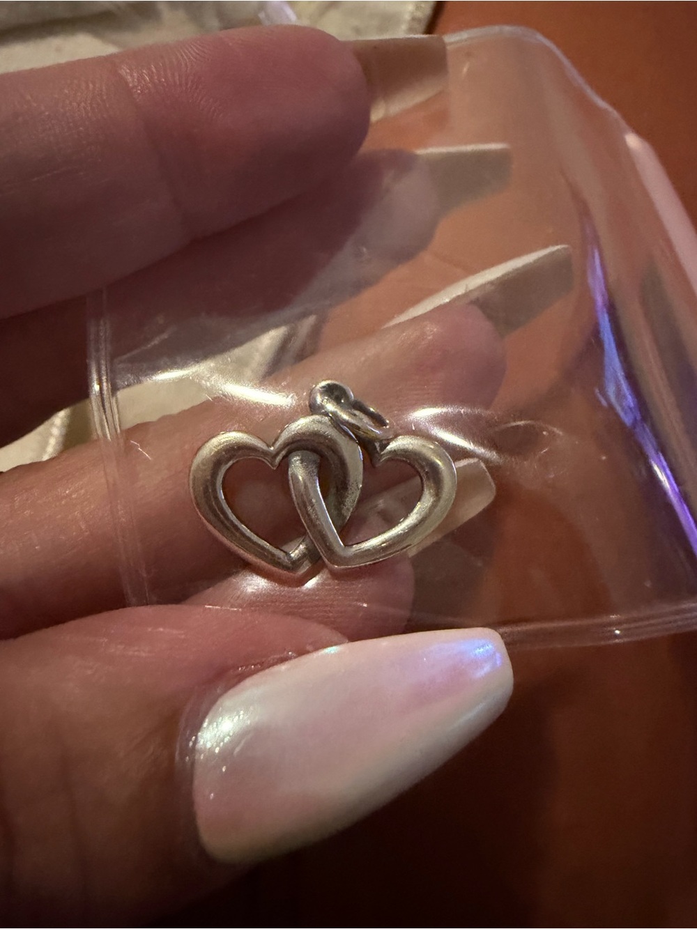 James Avery Silver Double Heart Pendant Charm - Women's Jewelry